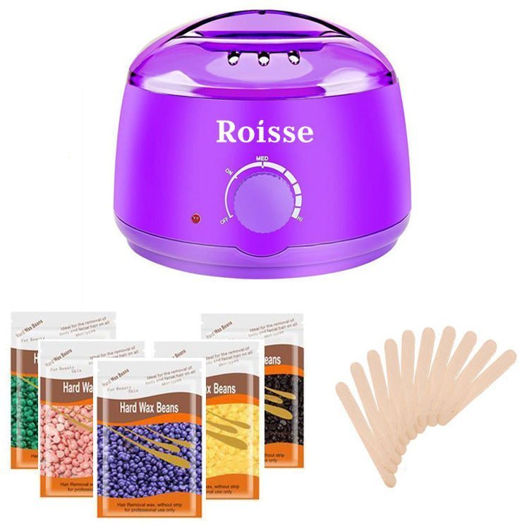 Roisse™ Purple Wax Warmer Hair Removal Kit with 5 pack Hard Wax Beans and 10 Wax Applicator Sticks