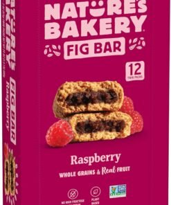 Nature’s Bakery Whole Wheat Fig Bars, Raspberry, Real Fruit, Vegan, Non-GMO, Snack bar, 1 box with 12 twin packs (2 box)